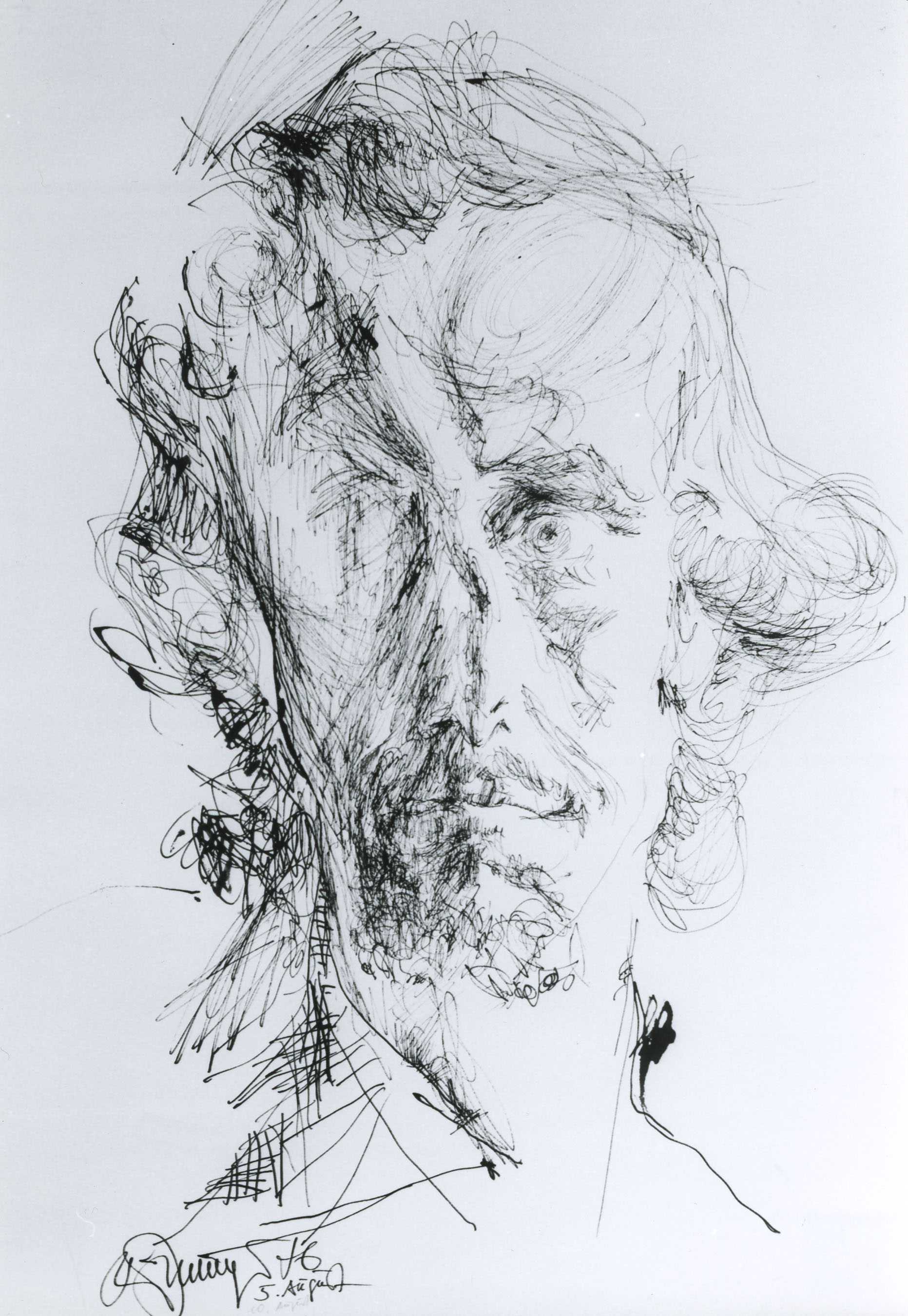 Portrait Günter W. Remmert Tusche 5.8.1976